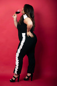 BLACK WINE WHITE JUMPSUIT